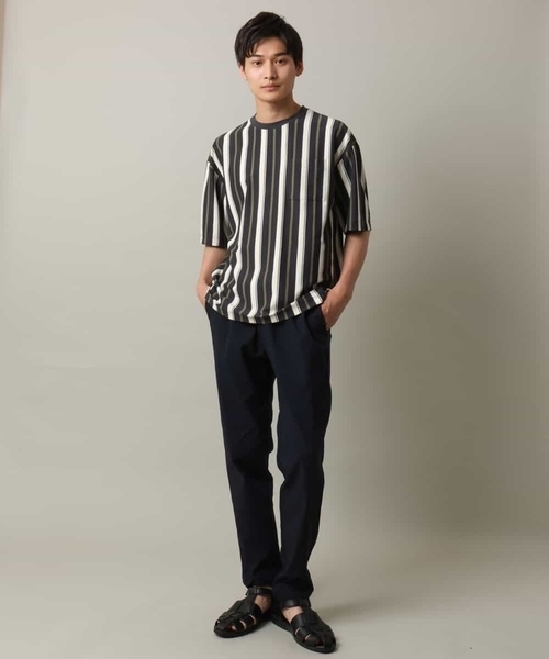 a.v.v(アーヴェヴェ)の「【主役TOPS】ストライプワイドシルエットカットソー(Tシャツ/カットソー・メンズ・チャコールグレー/ブラック・48/46)」の13枚目の写真