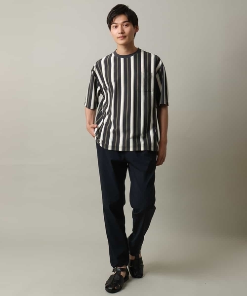 a.v.v(アーヴェヴェ)の「【主役TOPS】ストライプワイドシルエットカットソー(Tシャツ/カットソー・メンズ・チャコールグレー/ブラック・48/46)」の12枚目の写真