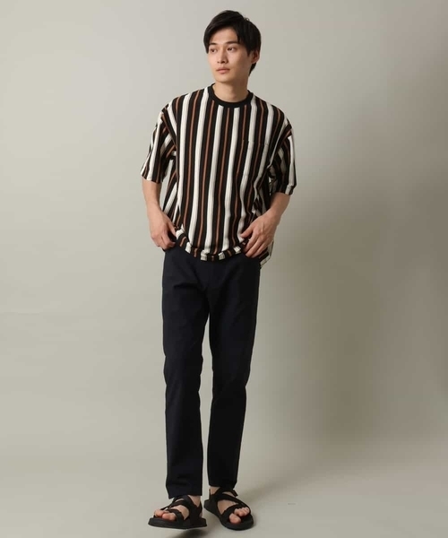 a.v.v(アーヴェヴェ)の「【主役TOPS】ストライプワイドシルエットカットソー(Tシャツ/カットソー・メンズ・チャコールグレー/ブラック・48/46)」の10枚目の写真