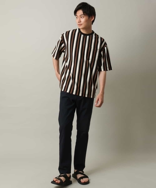 a.v.v(アーヴェヴェ)の「【主役TOPS】ストライプワイドシルエットカットソー(Tシャツ/カットソー・メンズ・チャコールグレー/ブラック・48/46)」の9枚目の写真