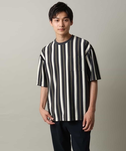 a.v.v(アーヴェヴェ)の「【主役TOPS】ストライプワイドシルエットカットソー(Tシャツ/カットソー・メンズ・チャコールグレー/ブラック・48/46)」の8枚目の写真