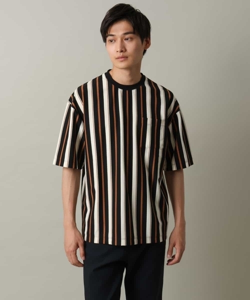 a.v.v(アーヴェヴェ)の「【主役TOPS】ストライプワイドシルエットカットソー(Tシャツ/カットソー・メンズ・チャコールグレー/ブラック・48/46)」の7枚目の写真