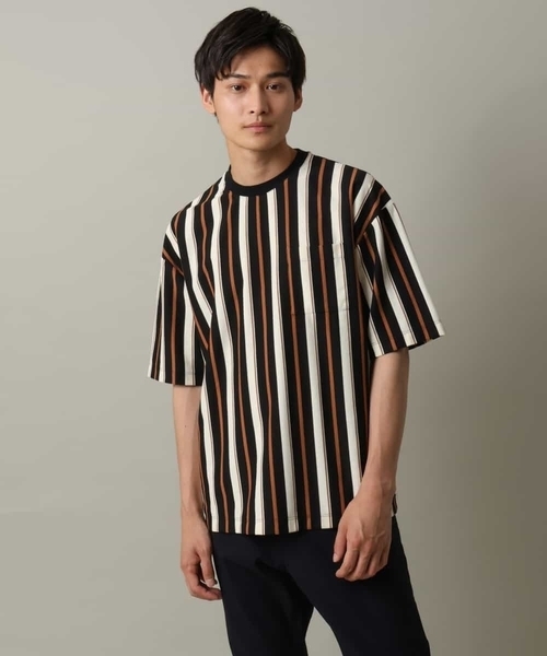 a.v.v(アーヴェヴェ)の「【主役TOPS】ストライプワイドシルエットカットソー(Tシャツ/カットソー・メンズ・チャコールグレー/ブラック・48/46)」の6枚目の写真