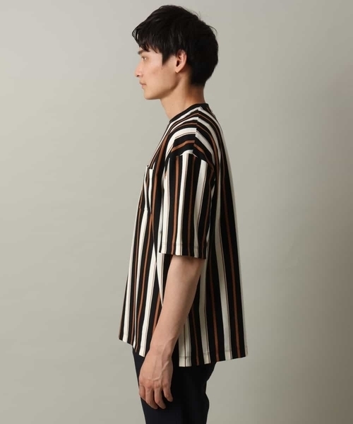 a.v.v(アーヴェヴェ)の「【主役TOPS】ストライプワイドシルエットカットソー(Tシャツ/カットソー・メンズ・チャコールグレー/ブラック・48/46)」の5枚目の写真