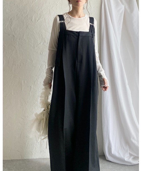 サロペット・オーバーオール・オールインワン HHOLIC zip all-in-one ivory 40 She's Closet サロペット オーバーオール フロントジップハイ