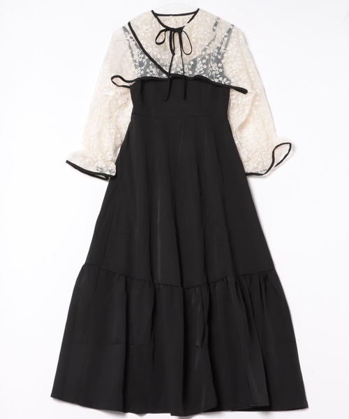 Lace Ladies レースボレロ付きワンピース ブラック S　結婚式ドレス 楽天市場】レースボレロ付き 2WAY ハイウエスト ビスチェ