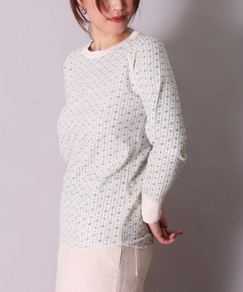 JEMORGAN（ジェーイーモーガン）の「(LK)【JEMORGAN】【パックT】小花柄 ワッフル 長袖 Tシャツ（Tシャツ/カットソー・レディース・ブルー系2/ブルー系1/パープル系1/ピンク系1/ブルー系3/パープル系2/ブルー系6/ブルー系4/ピンク系6/ブルー系5/ピンク系5/ピンク系4・FREE）」の20枚目の写真