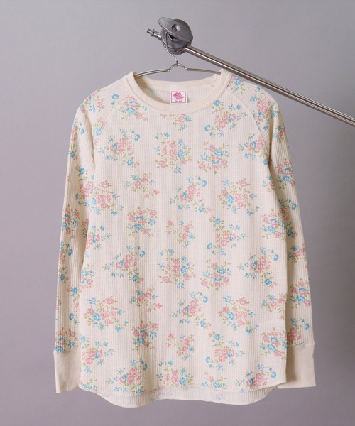 LK)【JEMORGAN】【パックT】小花柄 ワッフル 長袖 Tシャツ（T