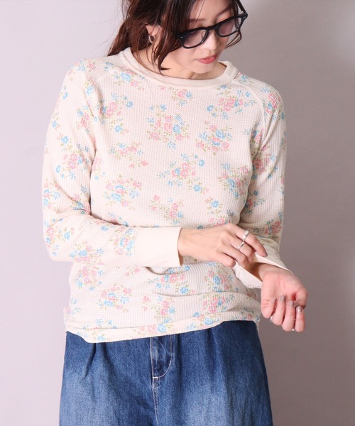 セール】フラワー フォト グラフィック バックプリント 長袖 T