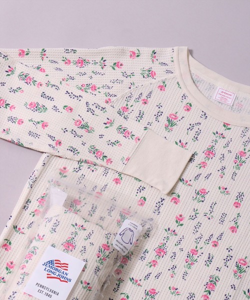 セール】(LK)【JEMORGAN】【パックT】小花柄 ワッフル 長袖 Tシャツ（T