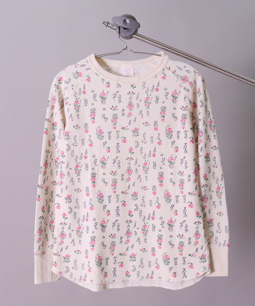 LK)【JEMORGAN】【パックT】小花柄 ワッフル 長袖 Tシャツ（Tシャツ