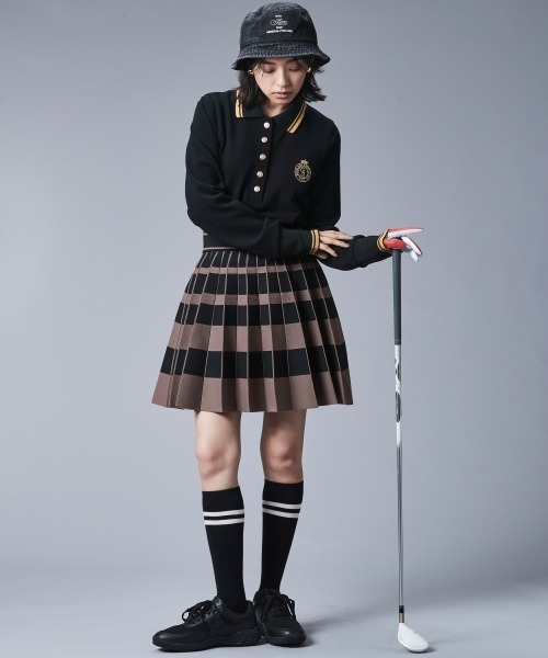 CHIC STYLE（シックスタイル）の「鹿の子ロングスリーブポロシャツ ＜大きいサイズ有＞シックスタイルゴルフ（ポロシャツ・レディース・オフホワイト/ブラック/ベージュ・3L/LL/L/M/5L/4L）」の8枚目の写真