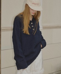 side button over knit / サイドボタンオーバーニット