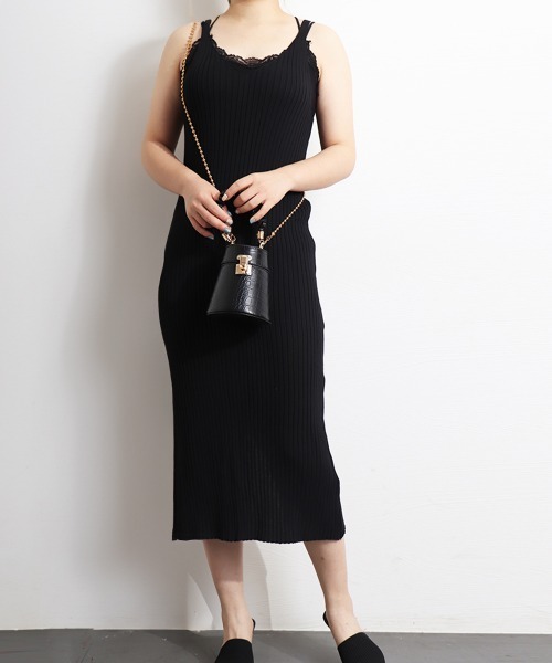 Miniministore(ミニミニストア)の「ニットキャミソール ワンピース 重ね着(ワンピース・レディース・ブラック/ベージュ/ブラウン・FREE)」の12枚目の写真