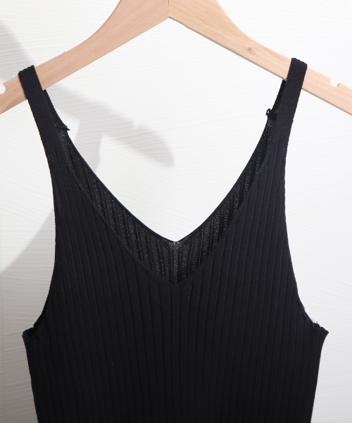 Miniministore(ミニミニストア)の「ニットキャミソール ワンピース 重ね着(ワンピース・レディース・ブラック/ベージュ/ブラウン・FREE)」の6枚目の写真