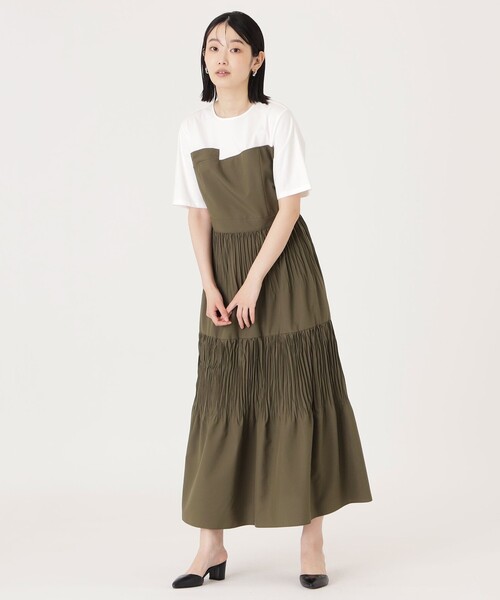 CAST:（キャストコロン）の「【1枚で着映える】プリーツコンビビスチェワンピース（ワンピース・レディース・ブラック/ベージュ系その他4・M/S）」の10枚目の写真