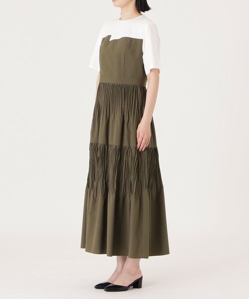 CAST:（キャストコロン）の「【1枚で着映える】プリーツコンビビスチェワンピース（ワンピース・レディース・ブラック/ベージュ系その他4・M/S）」の8枚目の写真