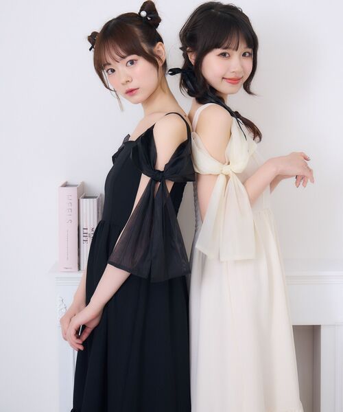 ems excite（エムズエキサイト）の「サイドリボンOP（ワンピース・レディース・ブラック/ナチュラル/ホワイト系その他・FREE）」の4枚目の写真