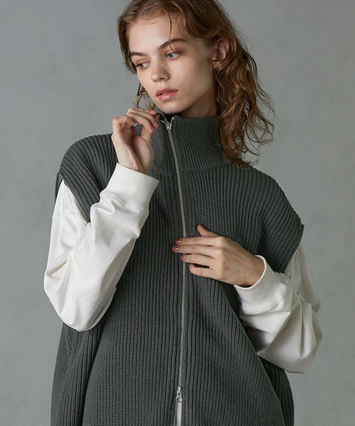 【SERACE】2way loose zip drivers knit / 2wayルーズジップドライバーズニット（ニット/セーター）｜SERACE（セラス）