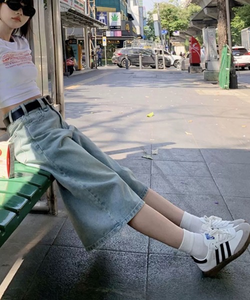 SHEENA(シーナ)の「デニムルーズハーフパンツ/バミューダパンツ(デニムパンツ・レディース・ライトブルー/ブラック・S/M/L)」の18枚目の写真