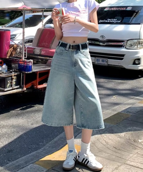 SHEENA(シーナ)の「デニムルーズハーフパンツ/バミューダパンツ(デニムパンツ・レディース・ライトブルー/ブラック・S/M/L)」の11枚目の写真