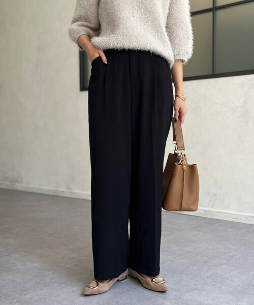 Chez toi（シェトワ）の「ポケットタックスラックスパンツ（その他パンツ・レディース・ブラック/アイボリー/ベージュ・FREE）」の3枚目の写真