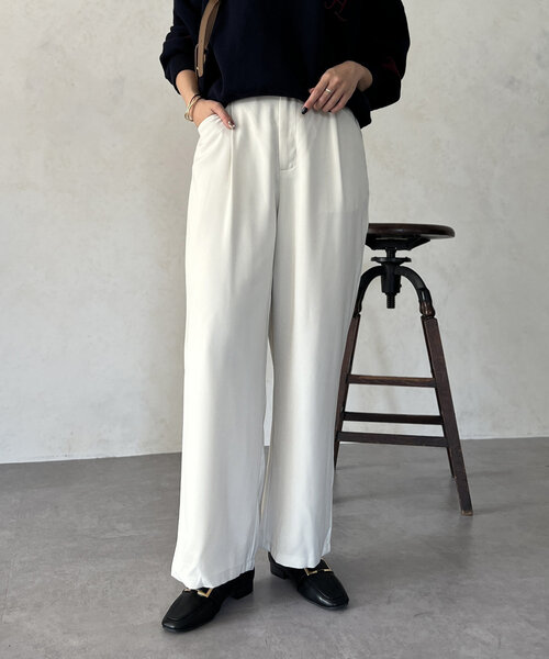 Chez toi（シェトワ）の「ポケットタックスラックスパンツ（その他パンツ・レディース・ブラック/アイボリー/ベージュ・FREE）」の4枚目の写真