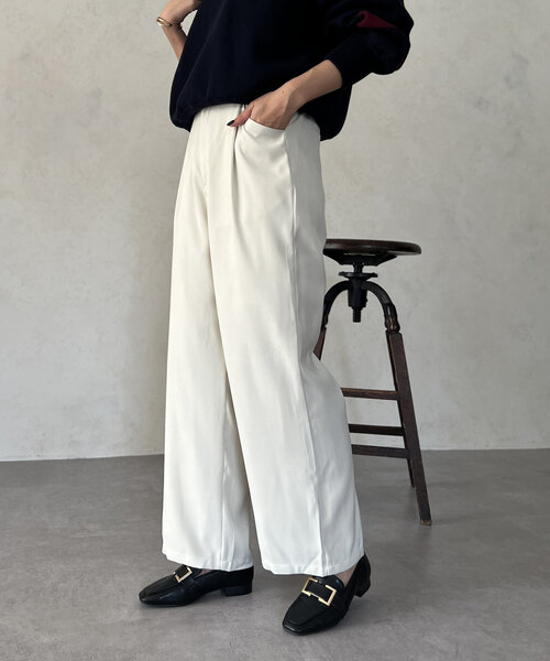 Chez toi（シェトワ）の「ポケットタックスラックスパンツ（その他パンツ・レディース・ブラック/アイボリー/ベージュ・FREE）」の6枚目の写真