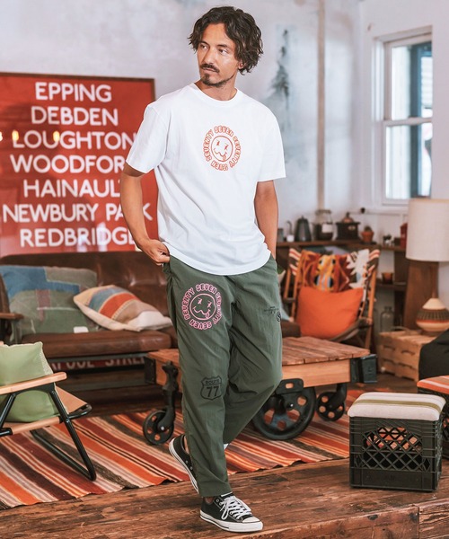 seventy seven(セブンティセブン)の「mt9203- middle onz S-S t-shirts (sunsmile) Tシャツ(Tシャツ/カットソー・メンズ・ブラック/グリーン系その他/ホワイト・S/M/L/XL)」の6枚目の写真
