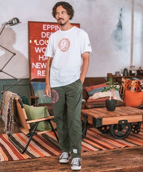 seventy seven(セブンティセブン)の「mt9203- middle onz S-S t-shirts (sunsmile) Tシャツ(Tシャツ/カットソー・メンズ・ブラック/グリーン系その他/ホワイト・S/M/L/XL)」の8枚目の写真
