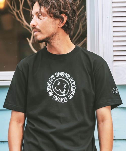 seventy seven(セブンティセブン)の「mt9203- middle onz S-S t-shirts (sunsmile) Tシャツ(Tシャツ/カットソー・メンズ・ブラック/グリーン系その他/ホワイト・S/M/L/XL)」の9枚目の写真