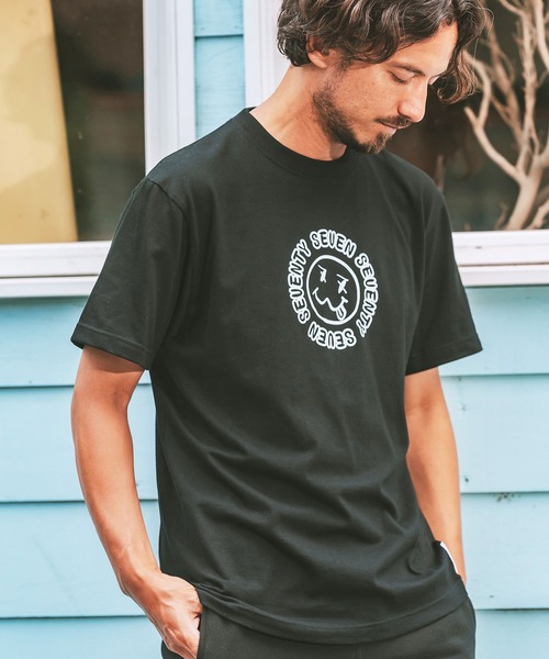 seventy seven(セブンティセブン)の「mt9203- middle onz S-S t-shirts (sunsmile) Tシャツ(Tシャツ/カットソー・メンズ・ブラック/グリーン系その他/ホワイト・S/M/L/XL)」の10枚目の写真