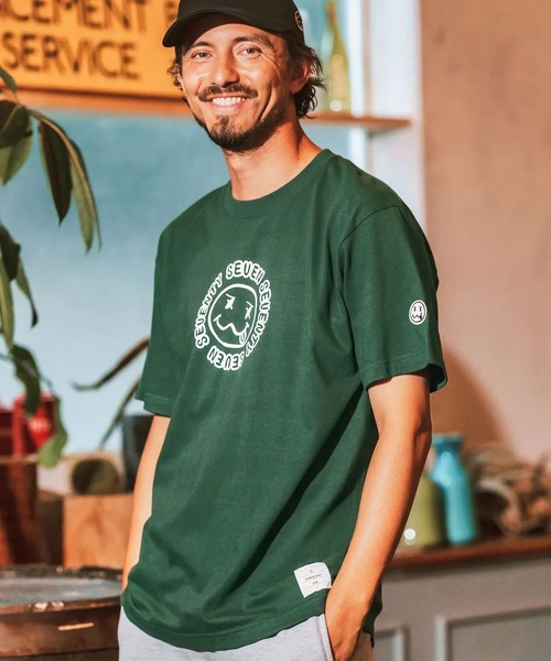 seventy seven(セブンティセブン)の「mt9203- middle onz S-S t-shirts (sunsmile) Tシャツ(Tシャツ/カットソー・メンズ・ブラック/グリーン系その他/ホワイト・S/M/L/XL)」の14枚目の写真