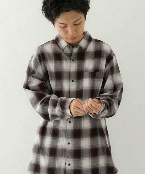 EKAL（エカル）の「オンブレチェックロングスリーブシャツ（シャツ/ブラウス・メンズ・ブラック/レッド・MEDIUM/LARGE）」の5枚目の写真