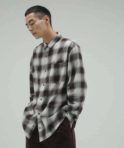 セール】オンブレチェックロングスリーブシャツ（シャツ