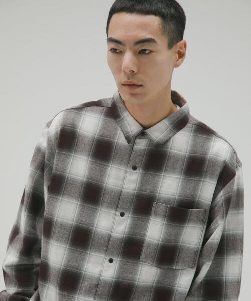 EKAL（エカル）の「オンブレチェックロングスリーブシャツ（シャツ/ブラウス・メンズ・ブラック/レッド・MEDIUM/LARGE）」の13枚目の写真