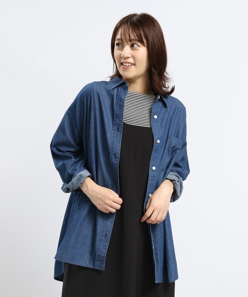 GLOBAL WORK Smile Seed Store（グローバルワーク スマイルシードストア）の「デニムオーバーサイズシャツ/131024（シャツ/ブラウス・レディース・ブルー/ネイビー・MEDIUM/SMALL/X-LARGE/LARGE）」の15枚目の写真