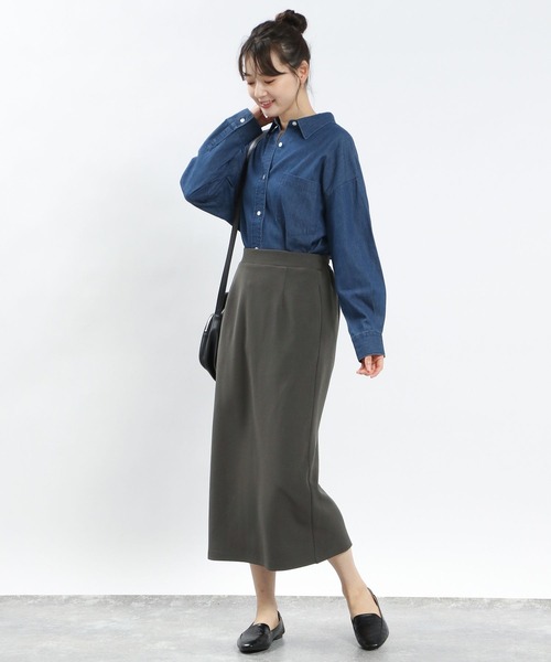 GLOBAL WORK Smile Seed Store（グローバルワーク スマイルシードストア）の「デニムオーバーサイズシャツ/131024（シャツ/ブラウス・レディース・ブルー/ネイビー・MEDIUM/SMALL/X-LARGE/LARGE）」の18枚目の写真