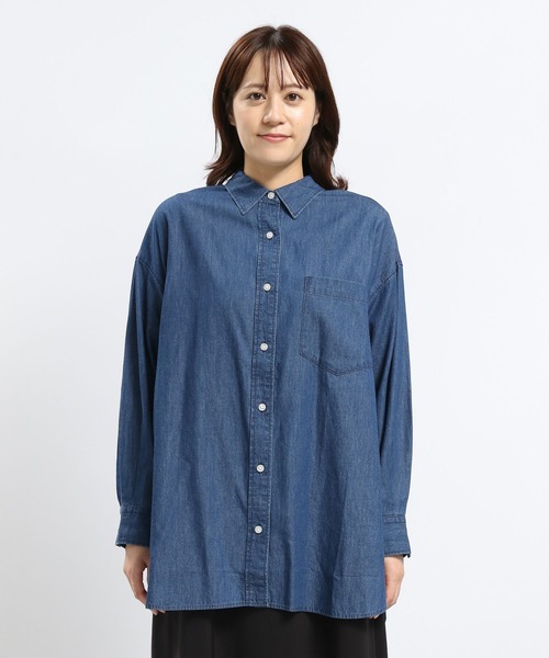 GLOBAL WORK Smile Seed Store（グローバルワーク スマイルシードストア）の「デニムオーバーサイズシャツ/131024（シャツ/ブラウス・レディース・ブルー/ネイビー・MEDIUM/SMALL/X-LARGE/LARGE）」の20枚目の写真