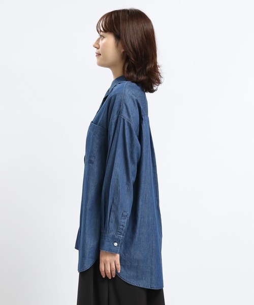 GLOBAL WORK Smile Seed Store（グローバルワーク スマイルシードストア）の「デニムオーバーサイズシャツ/131024（シャツ/ブラウス・レディース・ブルー/ネイビー・MEDIUM/SMALL/X-LARGE/LARGE）」の21枚目の写真