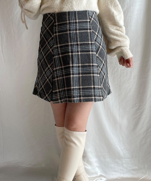 イエナ ロービングチェック台形スカート ネイビー サイズ40 美品！ abc une face（アーベーセーアンフェイス）の「ロービングチェック台形