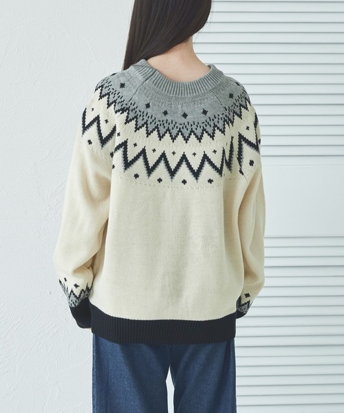 pairmanon（ペアマノン）の「【リンクコーデ】【大人ユニセックス】求心柄 ニット プルオーバー（ニット/セーター・レディース・ブルー/ブラック/ベージュ・FREE）」の14枚目の写真