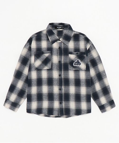 XLARGE KIDS(エクストララージキッズ)の「チェックシャツ(シャツ/ブラウス・キッズ・グレー/ネイビー・110cm/120cm/130cm/140cm)」の1枚目の写真