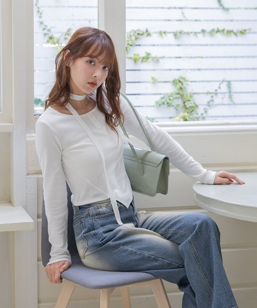 3.3 Field Trip （3.3フィールドトリップ）の「3.3 Field Trip／マフラーツキボタンロングスリーブ（Tシャツ/カットソー・レディース・グレー/ホワイト/チャコール・FREE）」の18枚目の写真