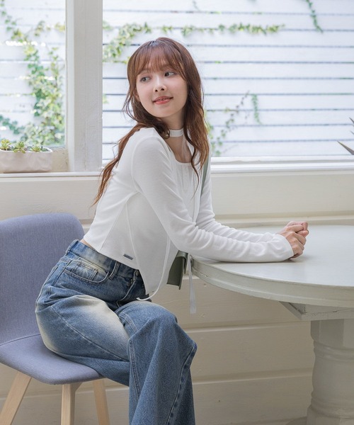 3.3 Field Trip （3.3フィールドトリップ）の「3.3 Field Trip／マフラーツキボタンロングスリーブ（Tシャツ/カットソー・レディース・グレー/ホワイト/チャコール・FREE）」の19枚目の写真