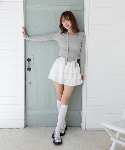 3.3 Field Trip （3.3フィールドトリップ）の「3.3 Field Trip／マフラーツキボタンロングスリーブ（Tシャツ/カットソー・レディース・グレー/ホワイト/チャコール・FREE）」の20枚目の写真