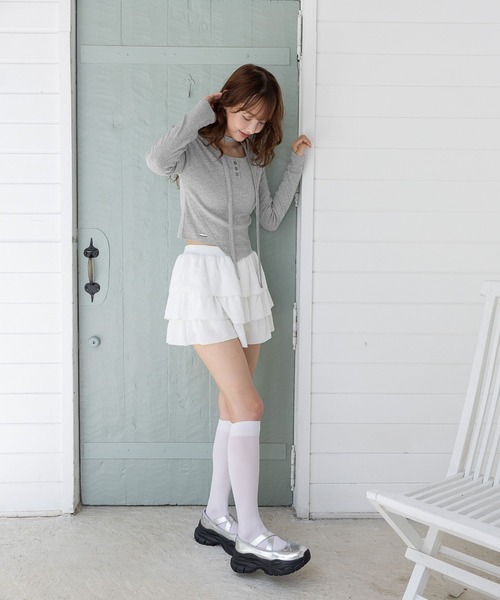 3.3 Field Trip （3.3フィールドトリップ）の「3.3 Field Trip／マフラーツキボタンロングスリーブ（Tシャツ/カットソー・レディース・グレー/ホワイト/チャコール・FREE）」の21枚目の写真