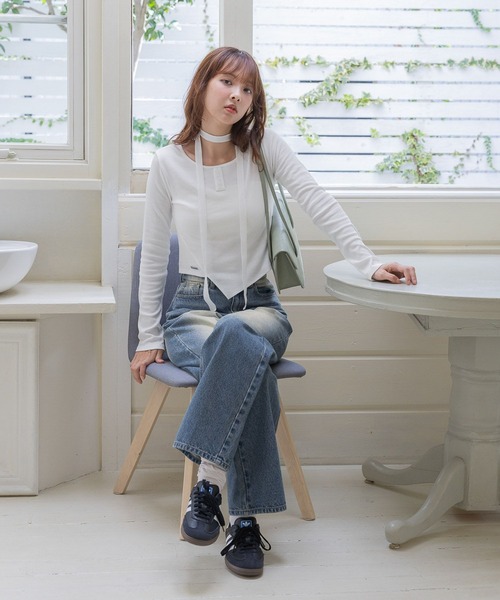 3.3 Field Trip （3.3フィールドトリップ）の「3.3 Field Trip／マフラーツキボタンロングスリーブ（Tシャツ/カットソー・レディース・グレー/ホワイト/チャコール・FREE）」の12枚目の写真