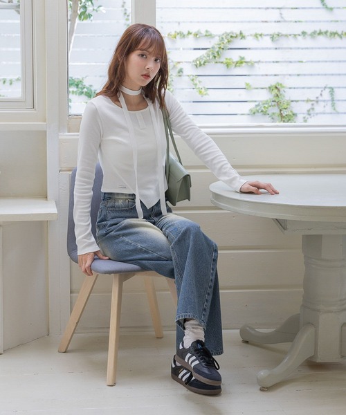 3.3 Field Trip （3.3フィールドトリップ）の「3.3 Field Trip／マフラーツキボタンロングスリーブ（Tシャツ/カットソー・レディース・グレー/ホワイト/チャコール・FREE）」の13枚目の写真