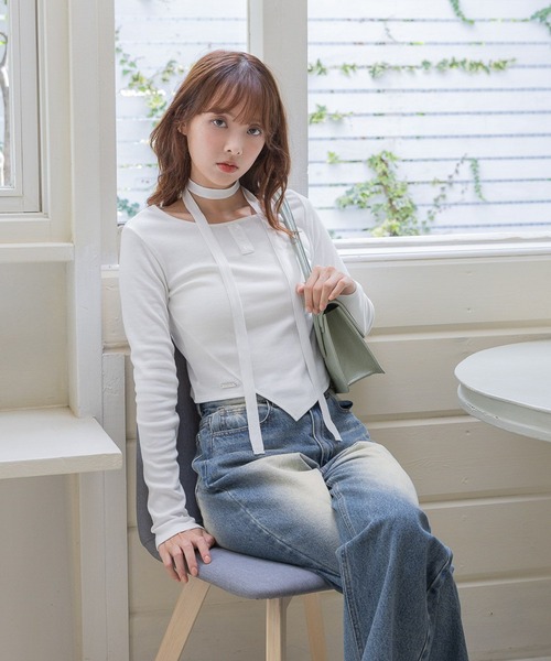 3.3 Field Trip （3.3フィールドトリップ）の「3.3 Field Trip／マフラーツキボタンロングスリーブ（Tシャツ/カットソー・レディース・グレー/ホワイト/チャコール・FREE）」の15枚目の写真